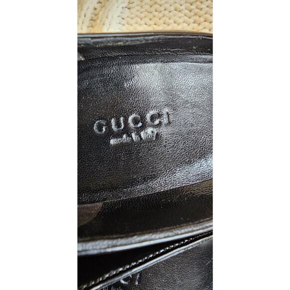 Gucci Patent Leather Stiletto Heels Classic Black - Logo Heel Tag- Womens Sz 6B - Picture 9 of 13